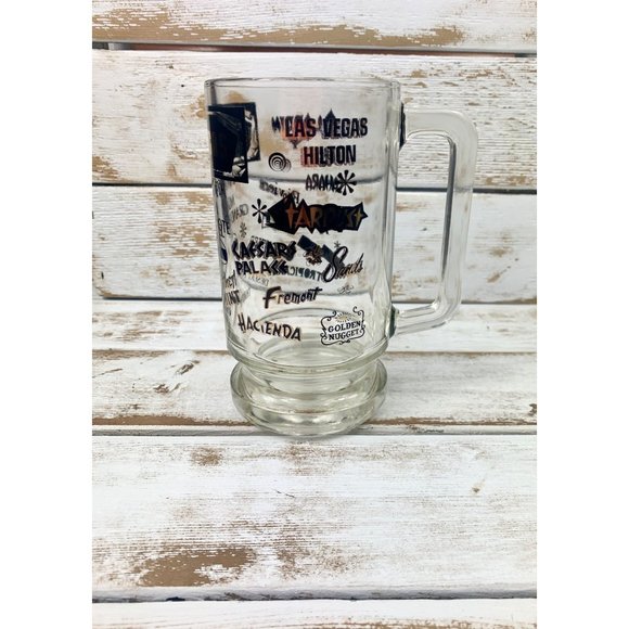Vintage Las Vegas Strip Hotels Glass Mug Stein - Picture 1 of 6